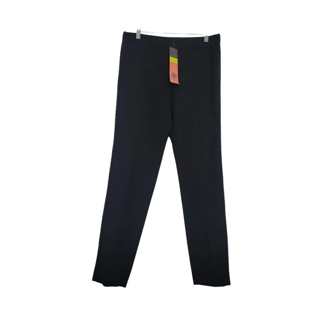 Tory Burch Womens 4 Tobie Tweed Stripe Tapered Pants Tuxedo Wool Blend 33131273